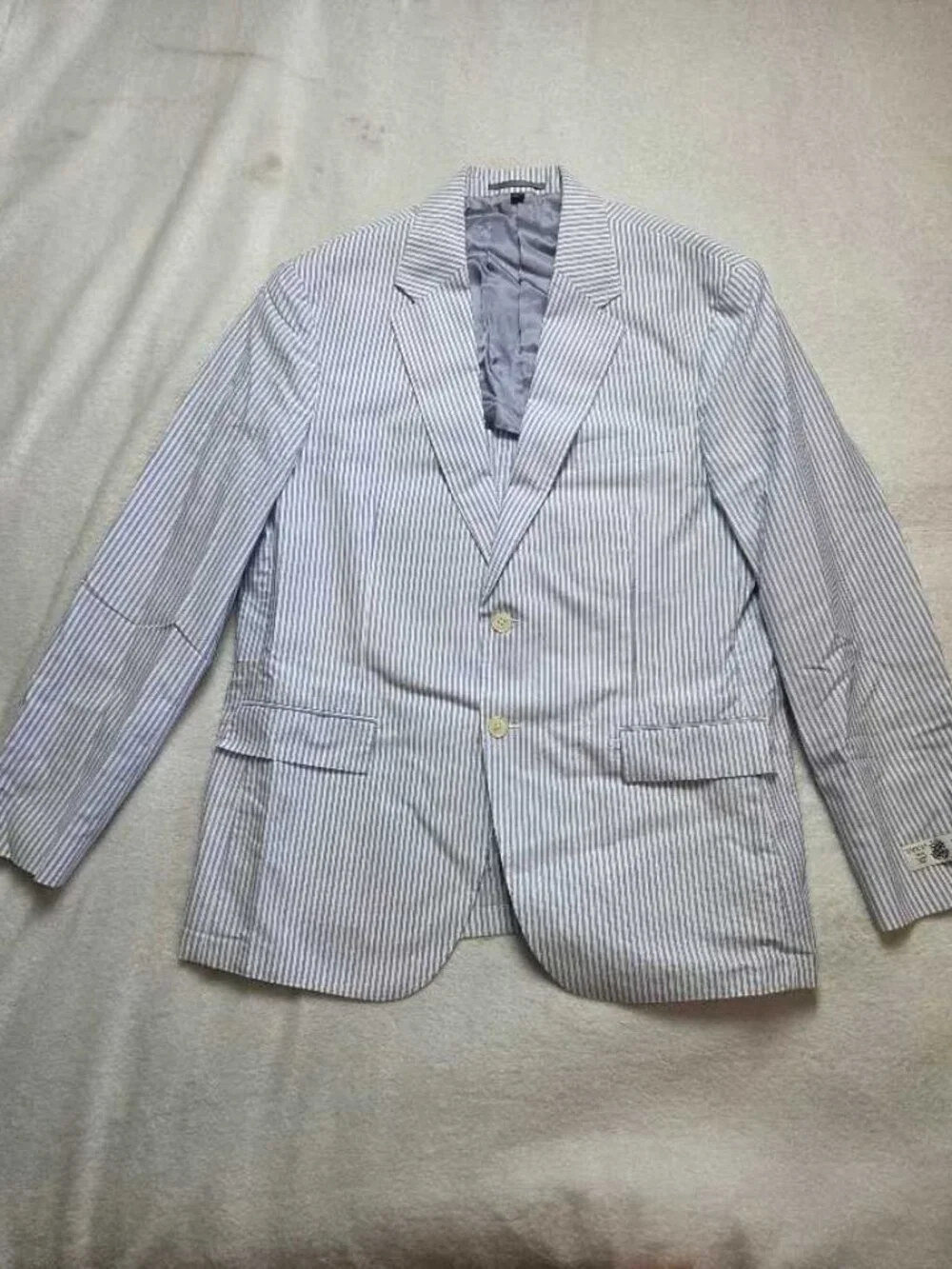 New 44R J.Crew Crosby classic-fit suit jacket in Portuguese cotton oxford stripe